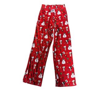 Brief Insanity Womens Small Snoopy Christmas Pajama Pants‎ Red Polyester Spandex